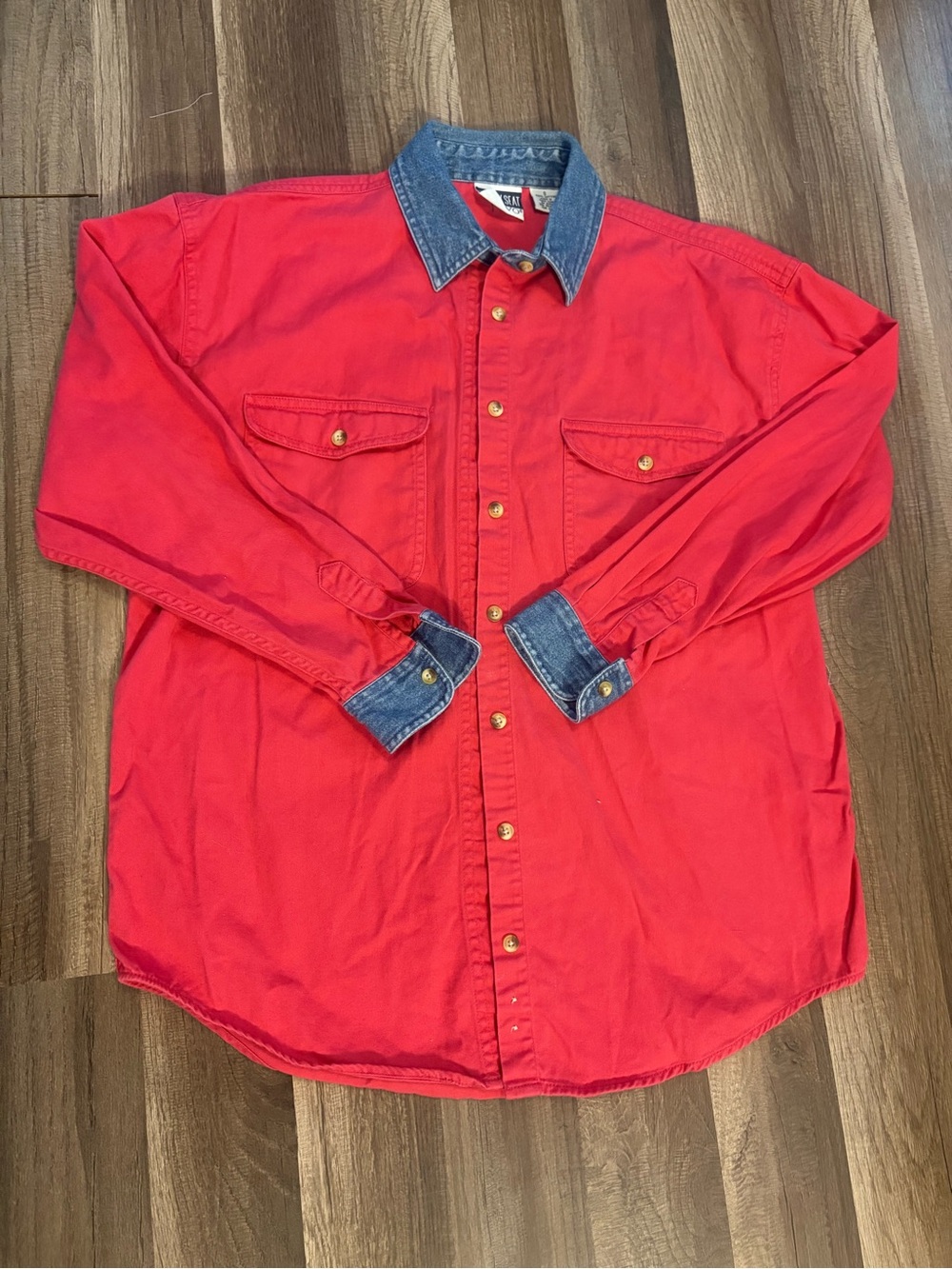 Vintage County Seat Nuovo Shirt Adult S Red Denim Contrast Collar 90s Western